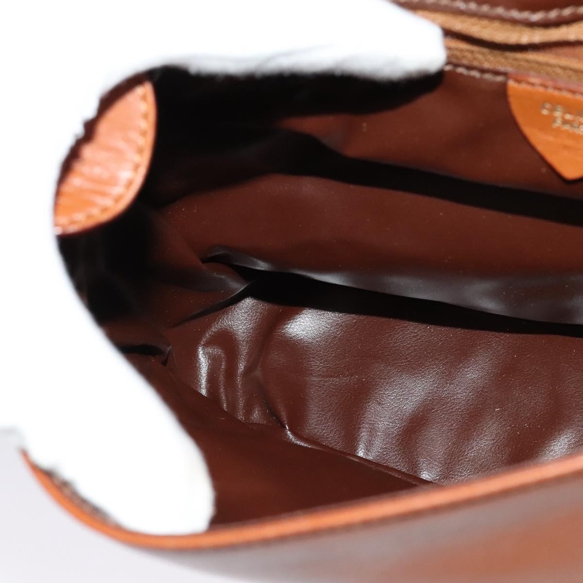 Celine Vintage Circle Logo Crossbody Bag Leather, BROWN, LEATHER, Crossbody bag