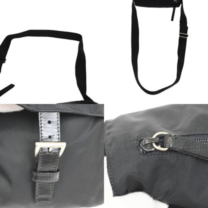 Prada Buckle Messenger Bag Tessuto, BLACK, NYLON, Shoulder bag