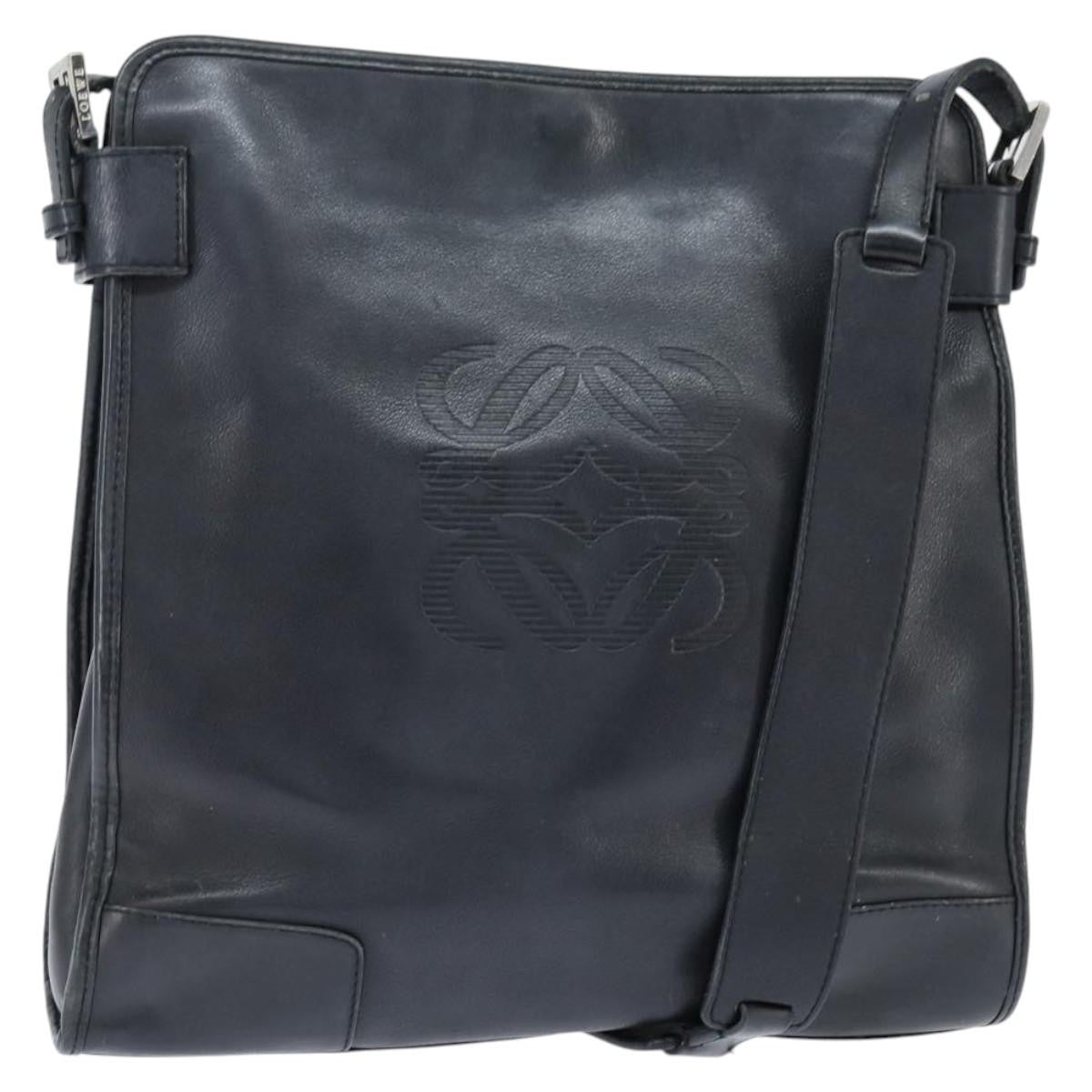 Loewe Anagram Shoulder Bag Leather, BLACK, LEATHER, Shoulder bag