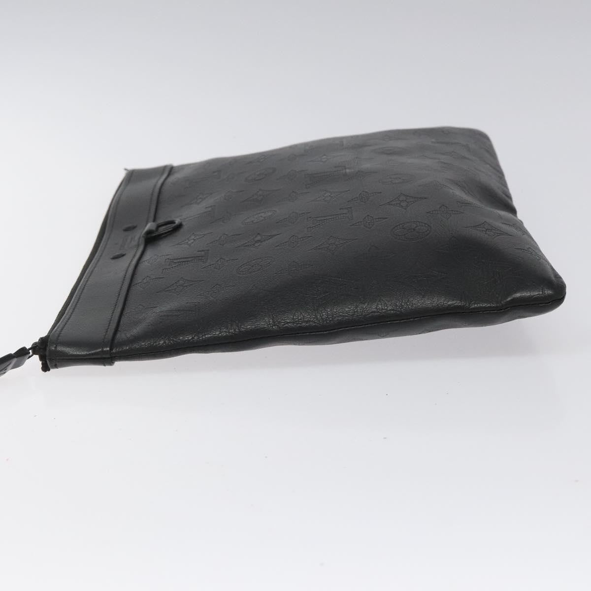 Louis Vuitton Discovery Pochette Monogram Shadow Leather, BLACK, LEATHER, Clutche & pouche