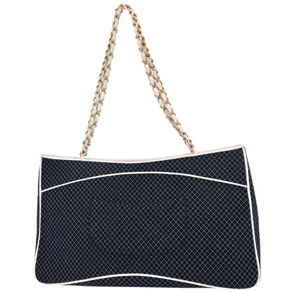 Chanel Vintage CC Zip Tote Quilted Jersey, NAVY, CANVAS, Tote bag