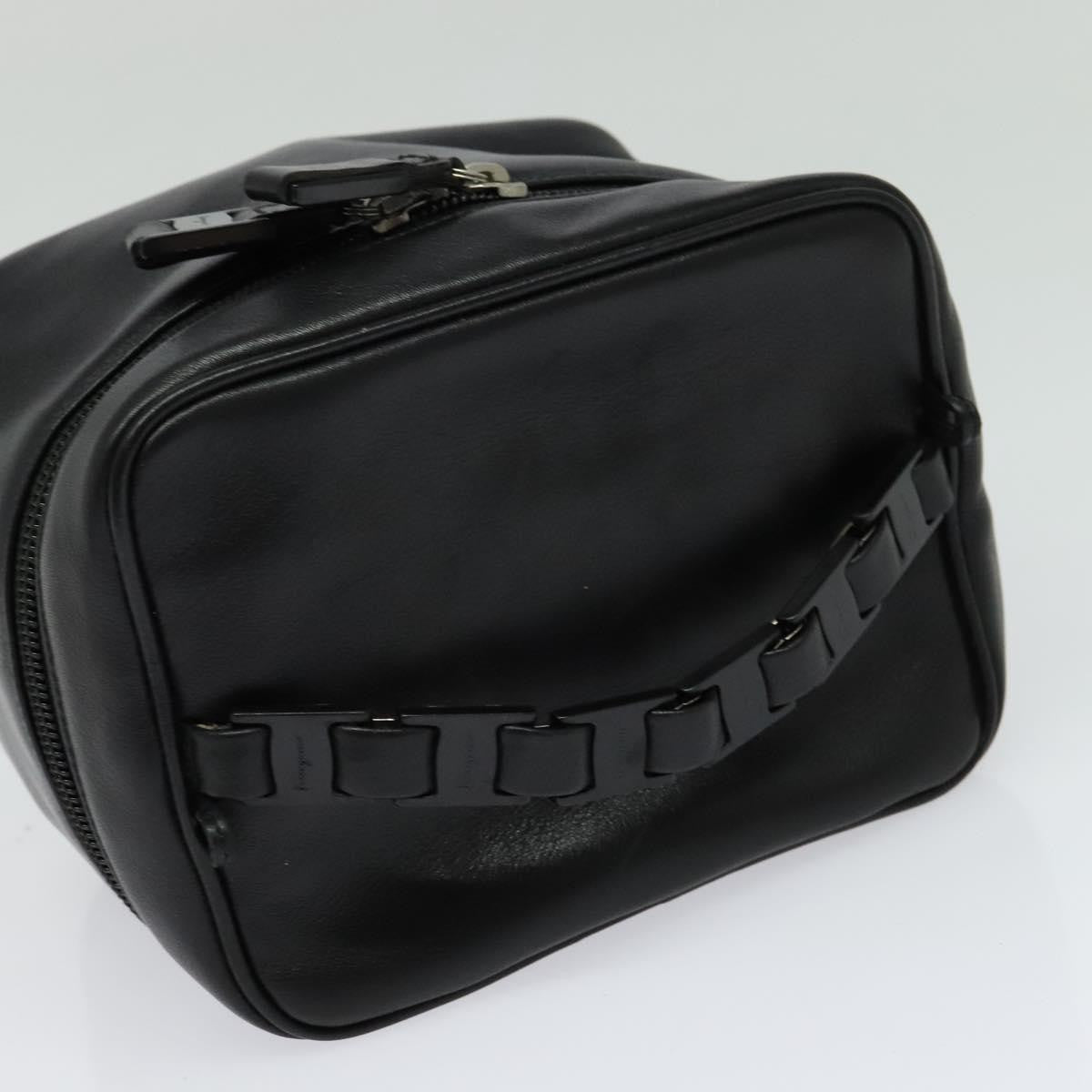 Salvatore Ferragamo Vintage Gancini Pochette Leather, BLACK, LEATHER, Handbag