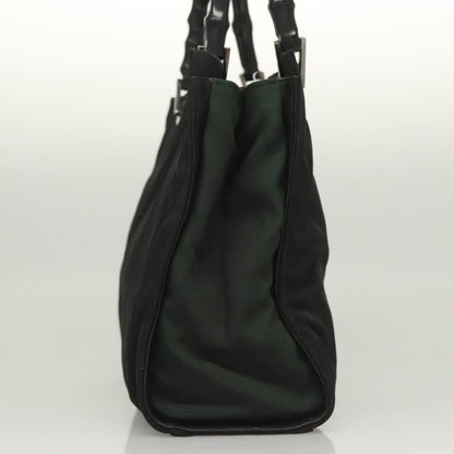 Gucci Vintage Bamboo Handle Tote Nylon, BLACK, NYLON, Tote bag