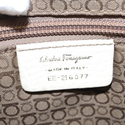 Salvatore Ferragamo Gancini Shoulder Bag Leather, BEIGE, LEATHER, Shoulder bag