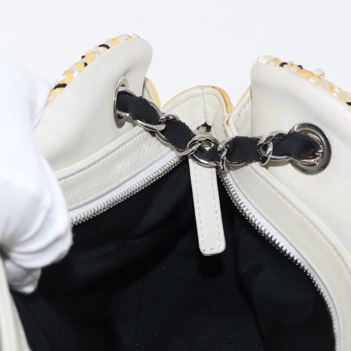 Chanel Just Mademoiselle Bag Woven Stitch Patent, YELLOW, PATENT_LEATHER, Shoulder bag