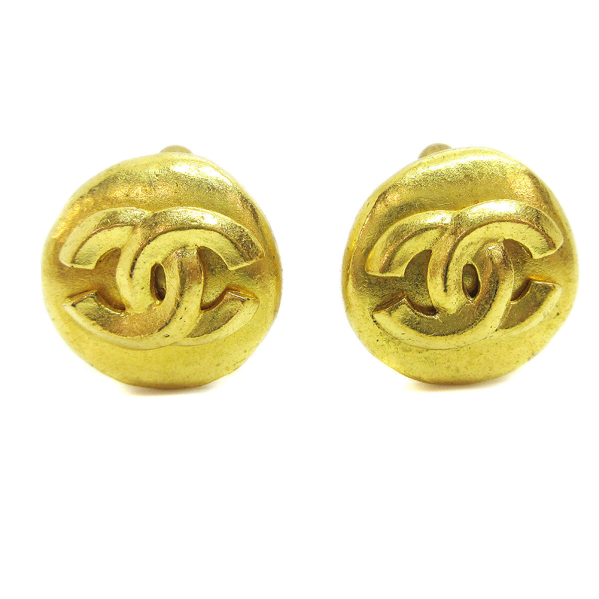 Chanel Vintage CC Round Clip-On Earrings Metal, GOLD, GOLD_PLATED, Earrings