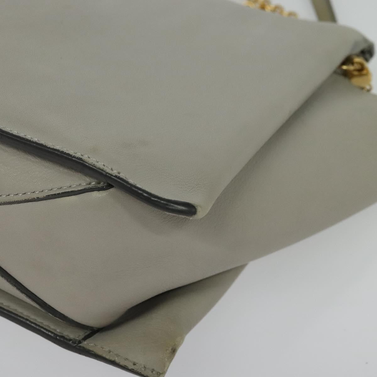 Celine Tri-Fold Clutch on Chain Smooth Leather, GRAY, LEATHER, Shoulder bag