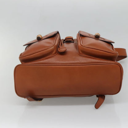 Gucci Vintage Bamboo Backpack Leather, BROWN, LEATHER, Backpack