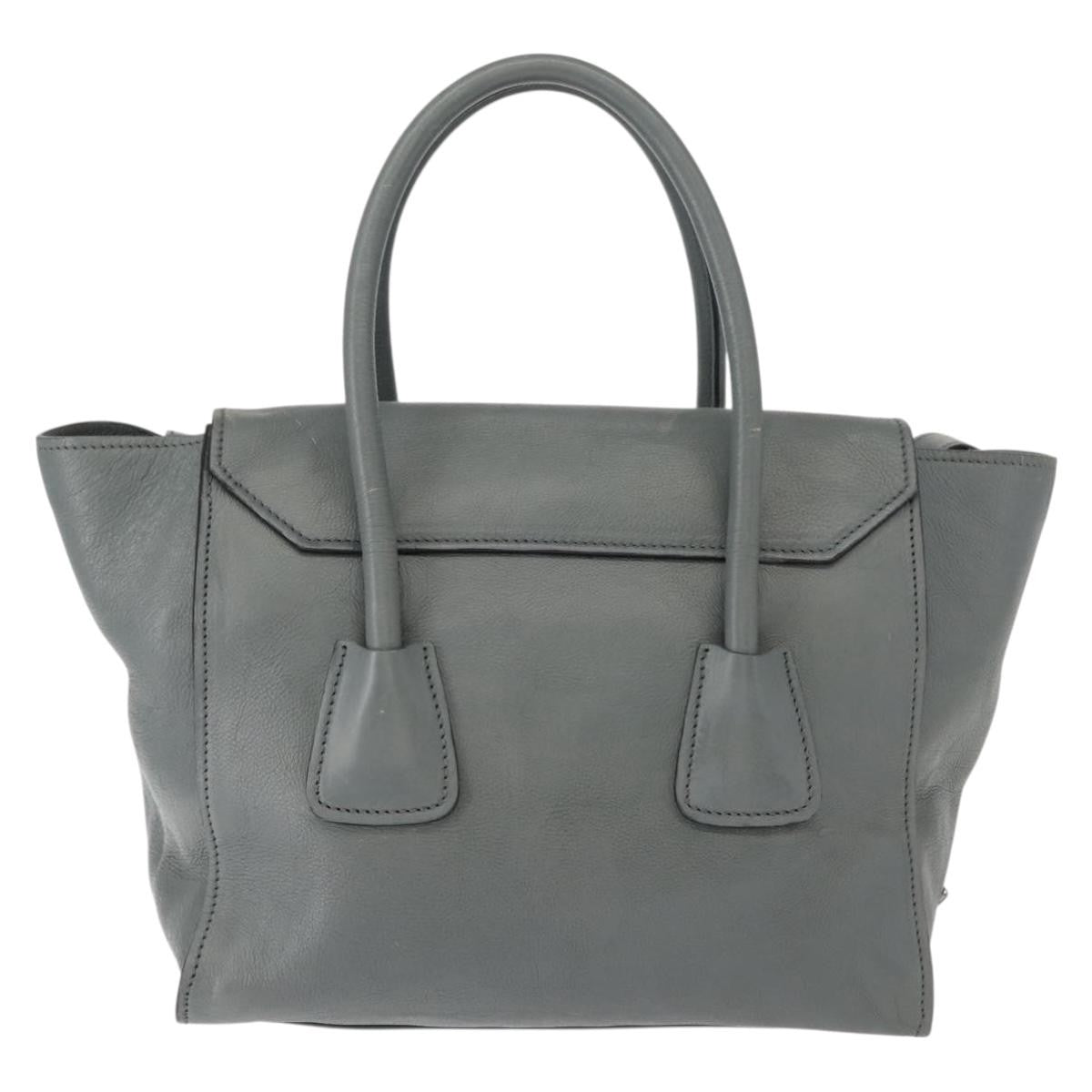 Prada Twin Pocket Lock Flap Tote Glace Calf, GRAY, LEATHER, Tote bag