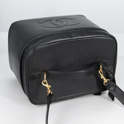 Chanel Vintage Timeless Vanity Case Caviar, BLACK, LEATHER, Toiletry Case
