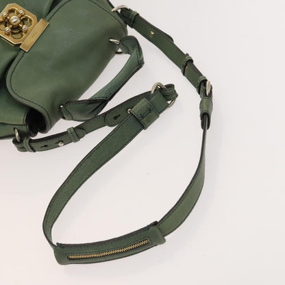 Chloe Elsie Satchel Leather, GREEN, LEATHER, Handbag