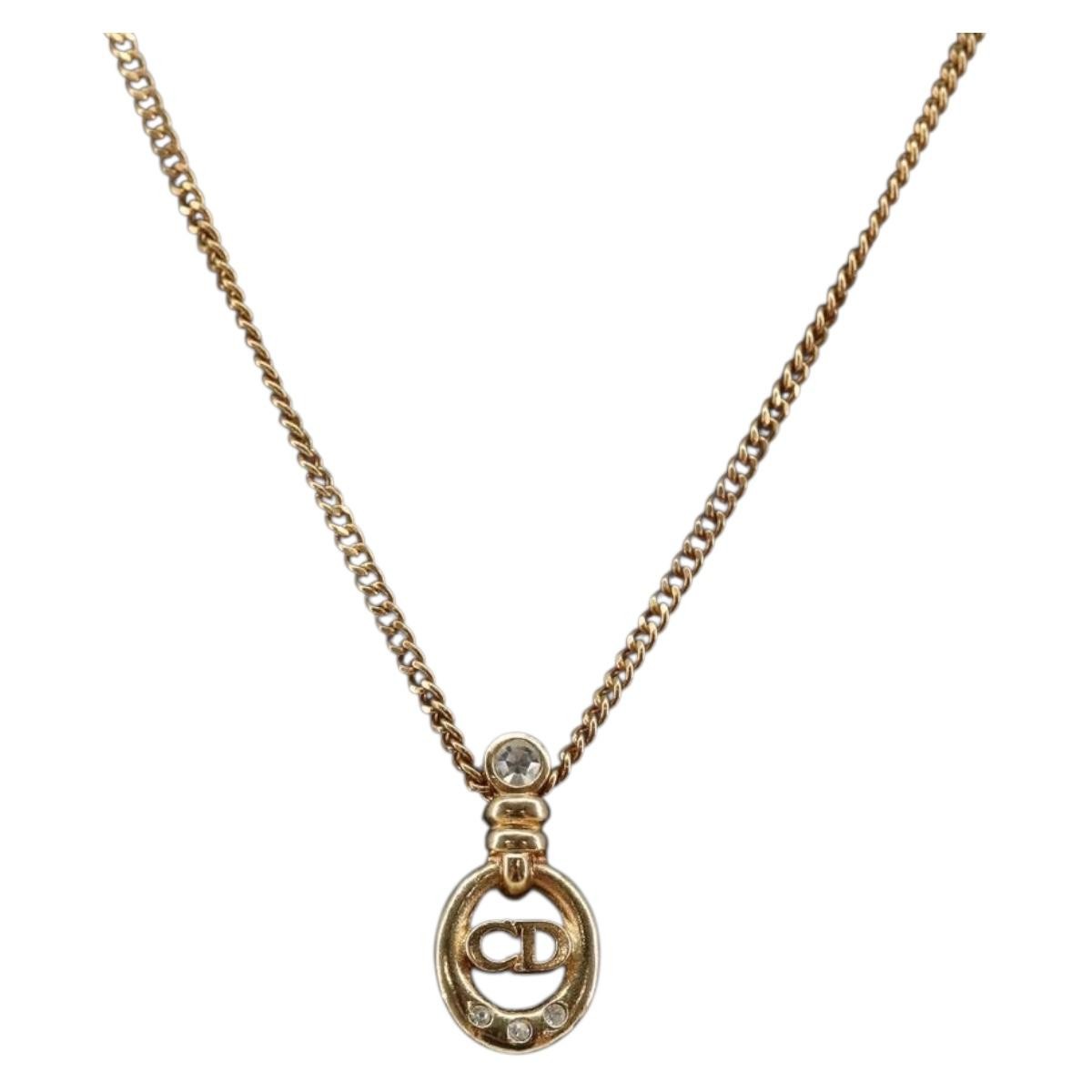 Christian Dior CD Pendant Necklace Metal, GOLD, METAL, Necklace