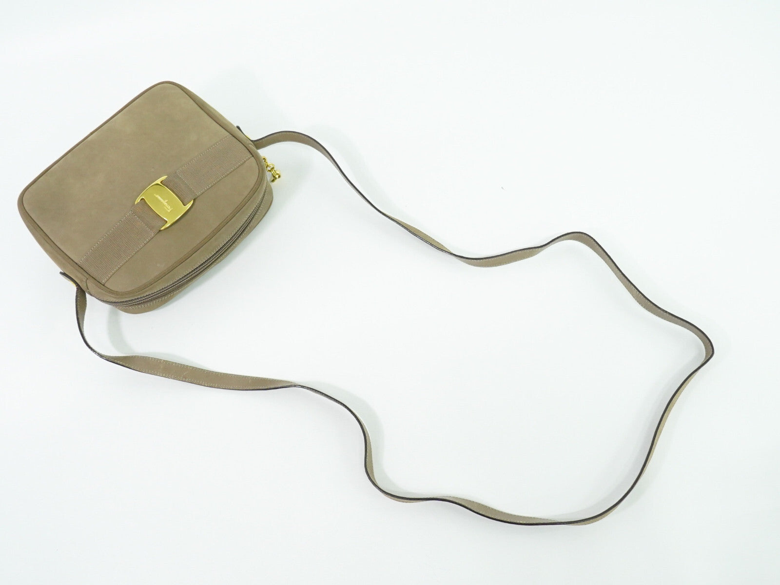 Salvatore Ferragamo Vara Bow camera Shoulder Bag Suede, BEIGE, SUEDE, Shoulder bag