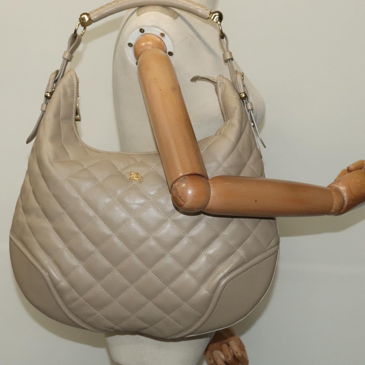 Burberry Hoxton Hobo Quilted Leather, BEIGE, LEATHER, Shoulder bag
