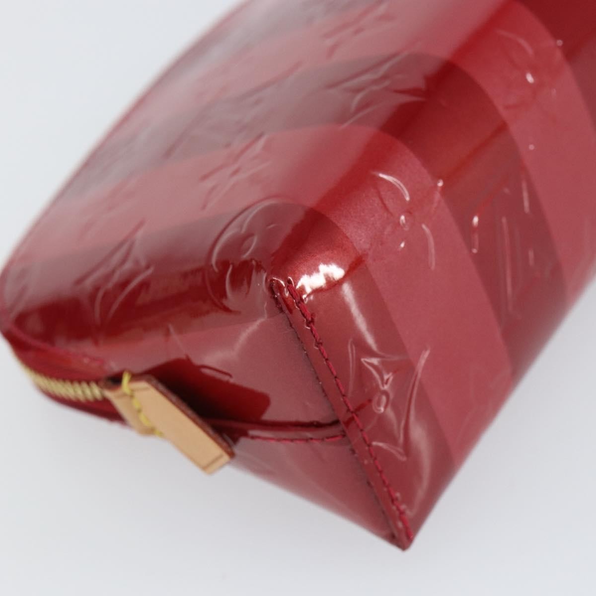 Louis Vuitton Cosmetic Pouch Limited Edition Monogram Vernis Rayures, RED, PATENT_LEATHER, Toiletry Case