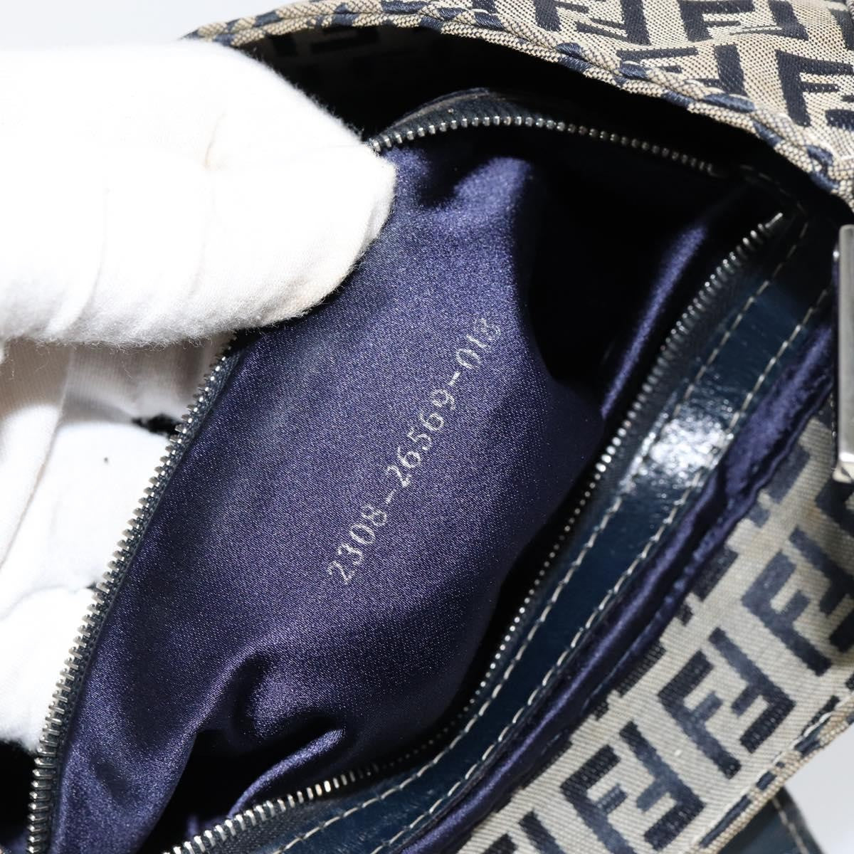 Fendi Vintage Hobo Zucchino Canvas, NAVY, CANVAS, Shoulder bag