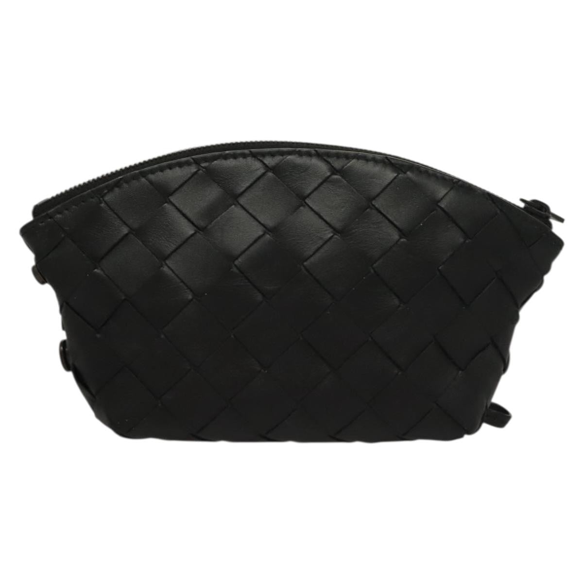 Bottega Veneta Loop Crossbody Bag Intrecciato Nappa, BLACK, LEATHER, Clutche & pouche