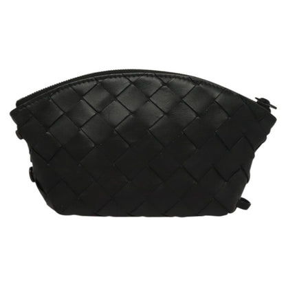 Bottega Veneta Loop Crossbody Bag Intrecciato Nappa, BLACK, LEATHER, Clutche & pouche