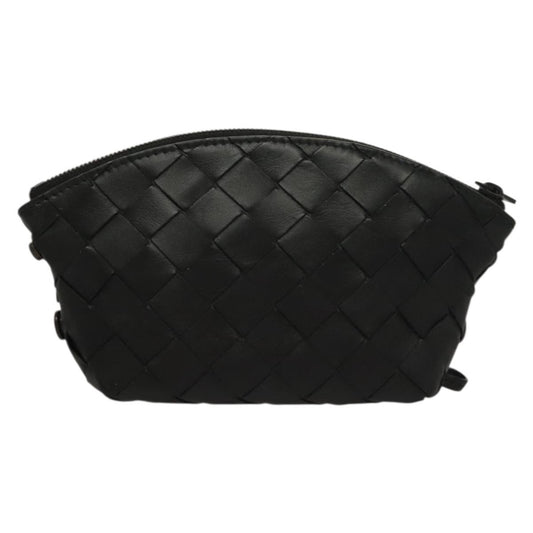 Bottega Veneta Loop Crossbody Bag Intrecciato Nappa, BLACK, LEATHER, Clutche & pouche