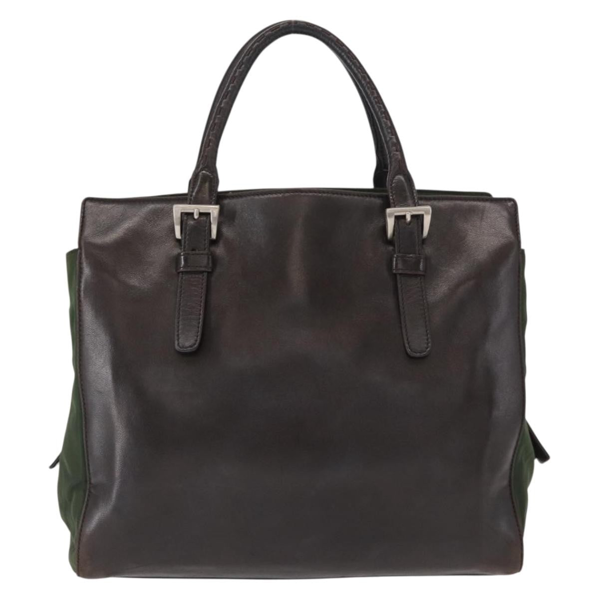 Prada Vintage Tote Tessuto with Leather, BROWN, NYLON, Tote bag