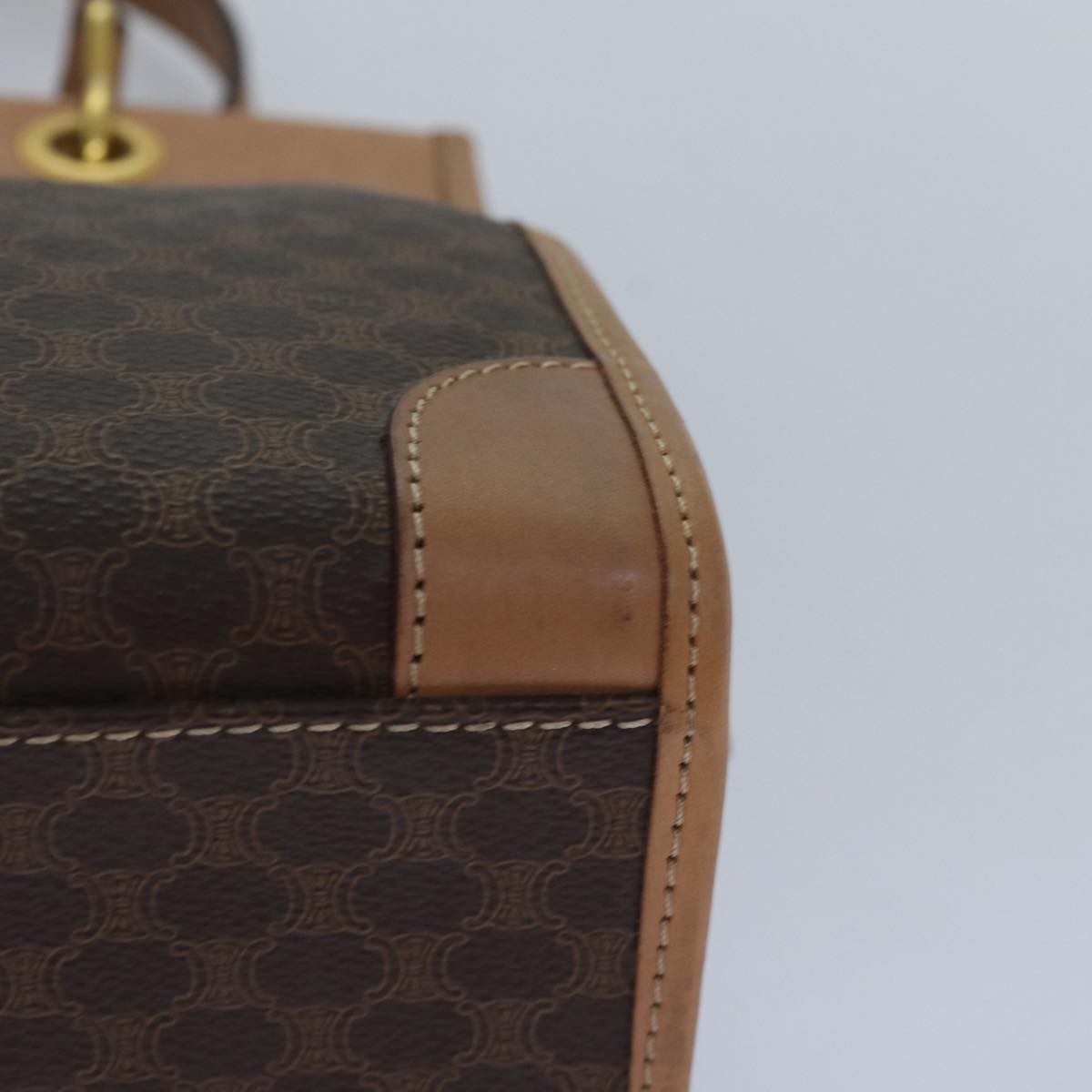 Celine Vintage Macadam Handbag Canvas and Leather, Brown, Canvas, Handbag