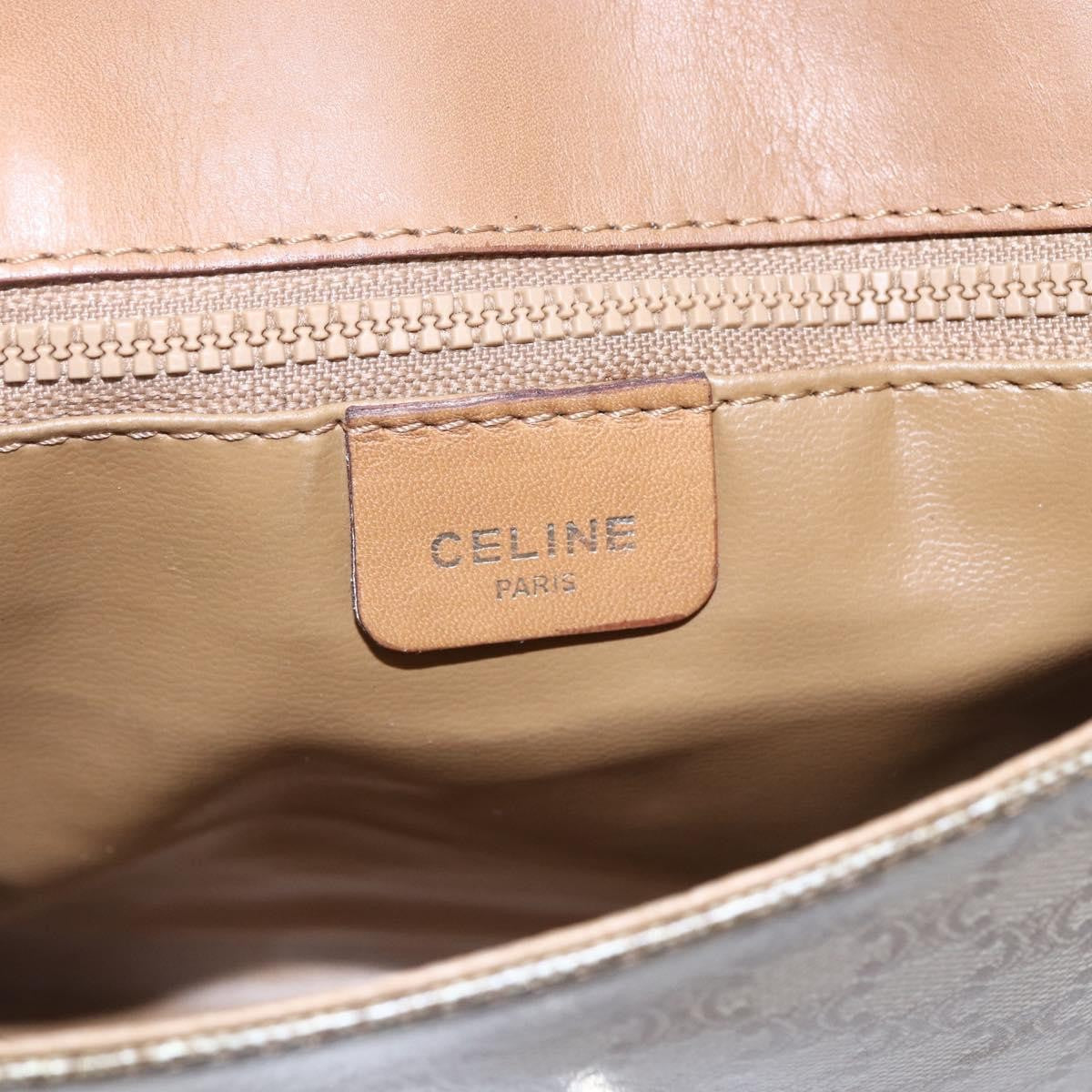 Celine Vintage Macadam Shoulder Bag Canvas and Leather, BEIGE, CANVAS, Shoulder bag