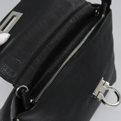 Salvatore Ferragamo Sofia Satchel Leather, BLACK, LEATHER, Handbag