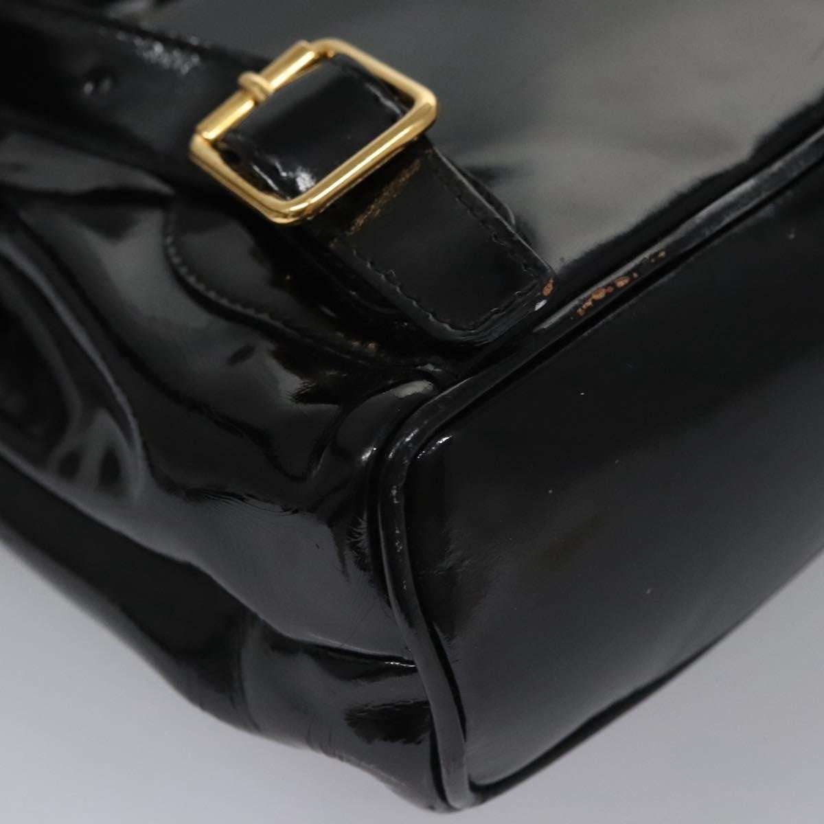 Gucci Vintage Bamboo Backpack Patent, Black, Patent Leather, Backpack
