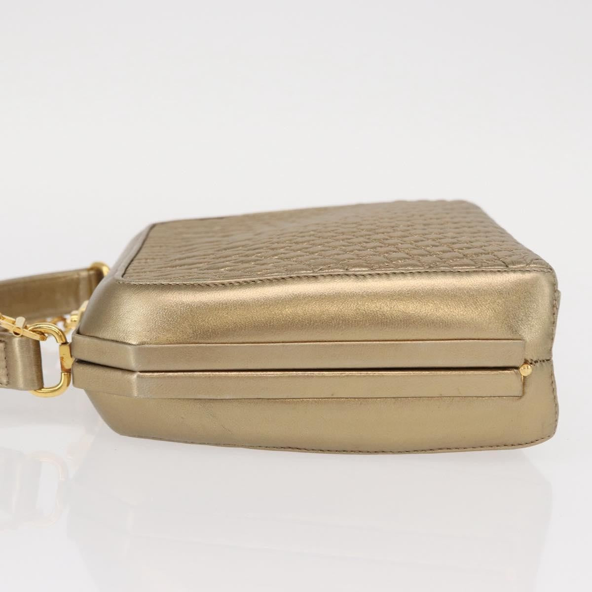 Bally Vintage Handbag Quilted Leather, GOLD, LEATHER, Handbag