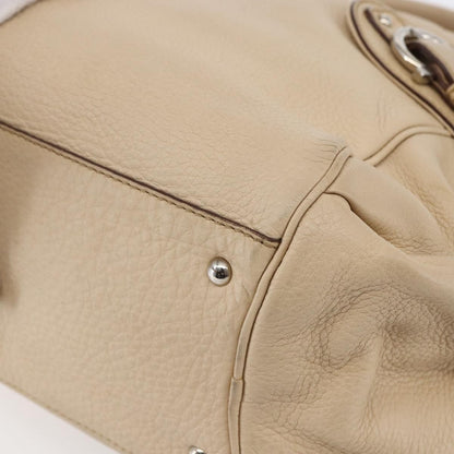 Salvatore Ferragamo Gancini handbag Leather, BEIGE, LEATHER, Shoulder bag