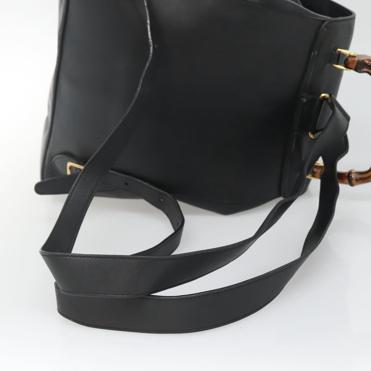 Gucci Vintage Bamboo Backpack Leather, BLACK, LEATHER, Backpack