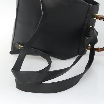 Gucci Vintage Bamboo Backpack Leather, BLACK, LEATHER, Backpack