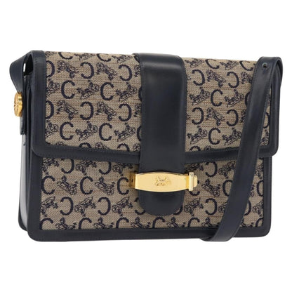 Celine C Sulky Shoulder bag Canvas and Leather, NAVY, CANVAS, Shoulder bag