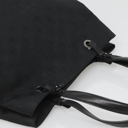 Salvatore Ferragamo Gancini Tote Canvas, BLACK, CANVAS, Tote bag