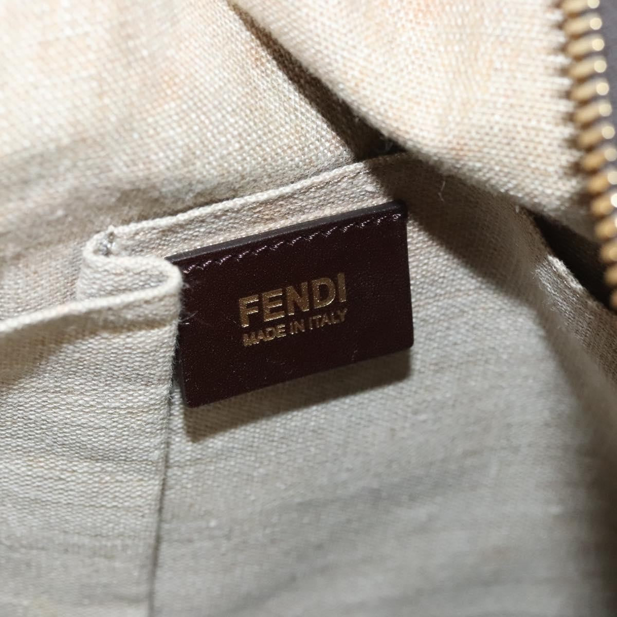 Fendi Pequin 2Bag Canvas and Leather, BROWN, CANVAS, Shoulder bag
