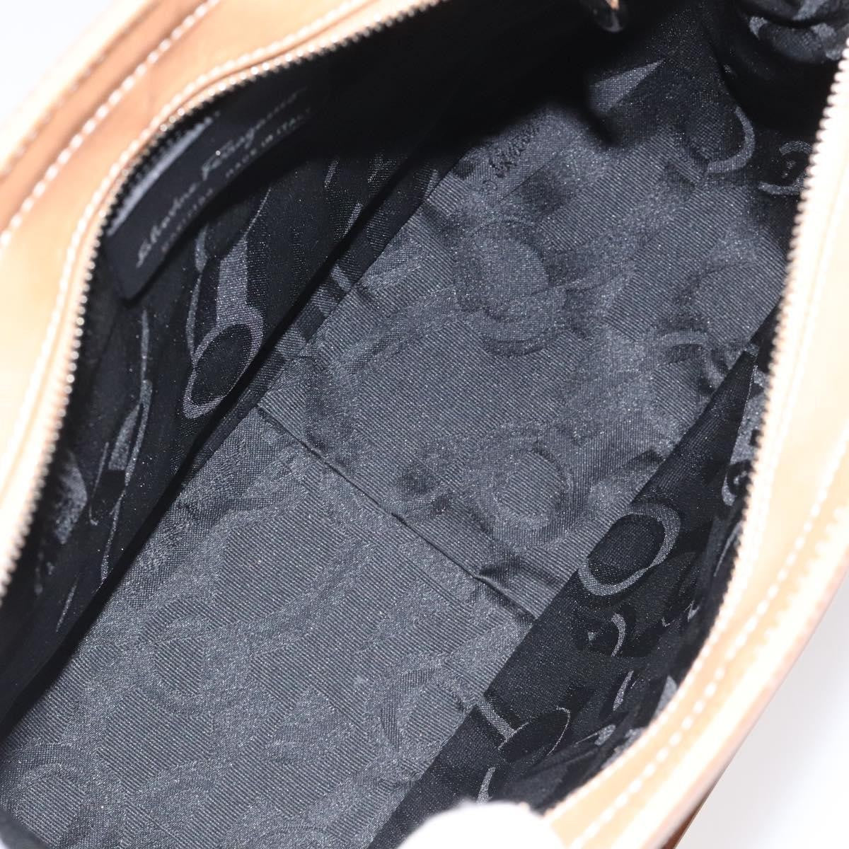 Salvatore Ferragamo Gancini Shoulder Bag Leather, BROWN, LEATHER, Shoulder bag