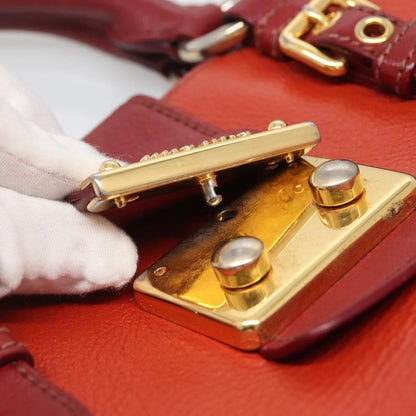 Miu Miu Madras Convertible Lock Tote Leather, RED, LEATHER, Handbag