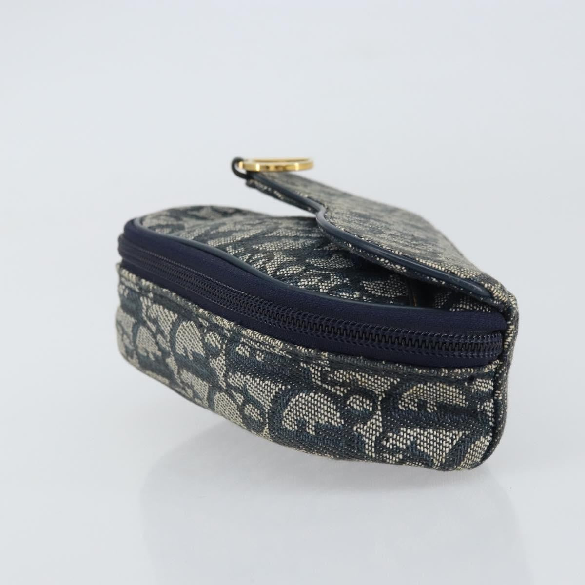 Christian Dior Vintage Saddle Coin Purse Diorissimo Canvas, NAVY, CANVAS, Clutche & pouche