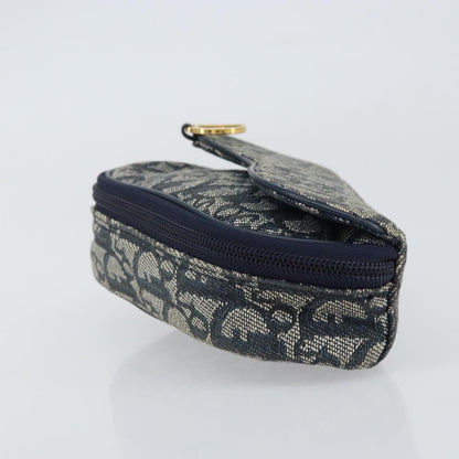 Christian Dior Vintage Saddle Coin Purse Diorissimo Canvas, NAVY, CANVAS, Clutche & pouche