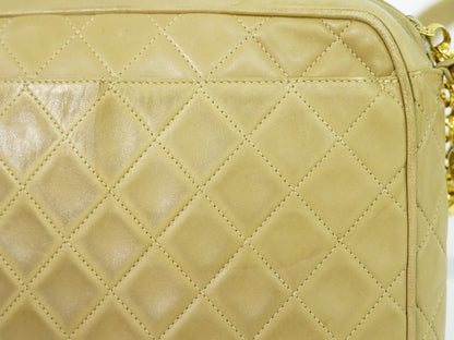 Chanel Vintage Camera bag Quilted Lambskin, BEIGE, LEATHER, Crossbody bag
