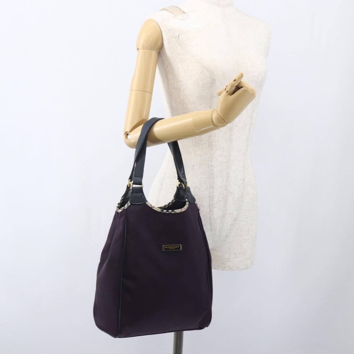 Burberry Nova Check Tote Nylon, PURPLE, NYLON, Tote bag