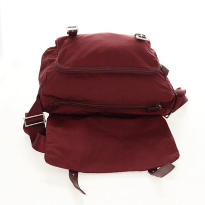 Prada Double Buckle Flap Messenger Bag Tessuto, BURGUNDY, NYLON, Shoulder bag