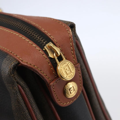 Fendi Vintage Pequin Convertible Boston Bag Coated Canvas, BROWN, CANVAS, Handbag