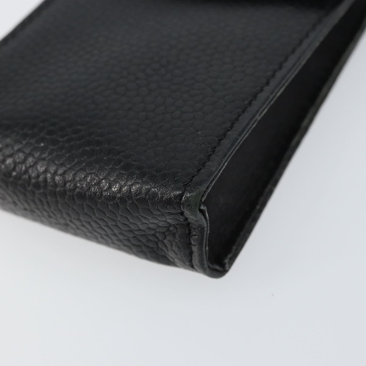 Chanel Vintage CC Phone Holder Crossbody Bag Caviar, BLACK, LEATHER, Clutche & pouche