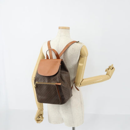 Celine Vintage Macadam Backpack Canvas and Leather, BROWN, CANVAS, Backpack