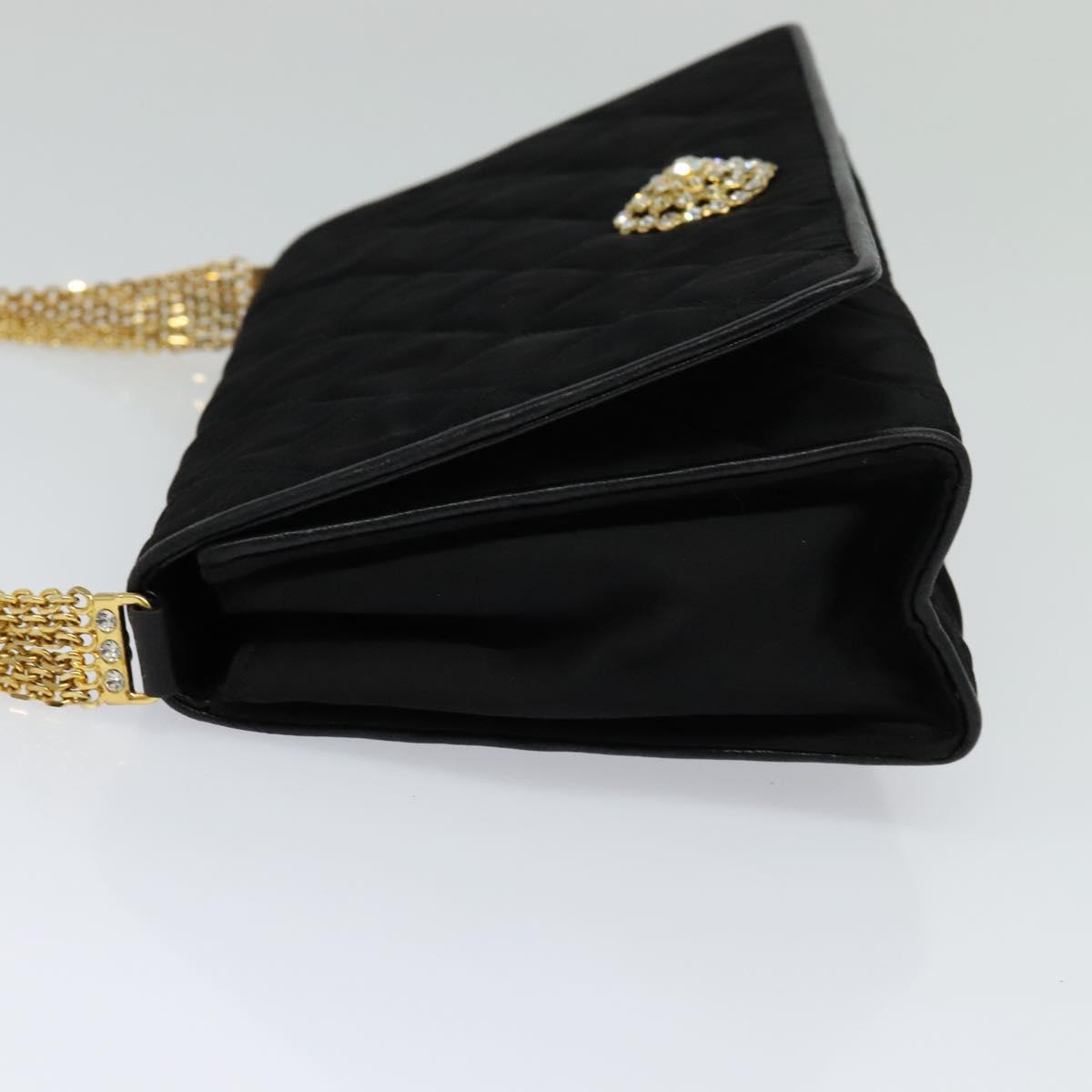 Chanel Chain Shoulder Bag Silk, BLACK, SATIN, Shoulder bag