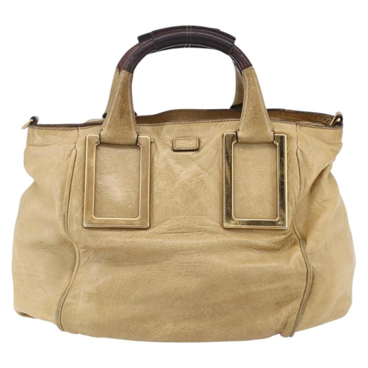 Chloe Ethel Handbag Leather, BEIGE, LEATHER, Handbag