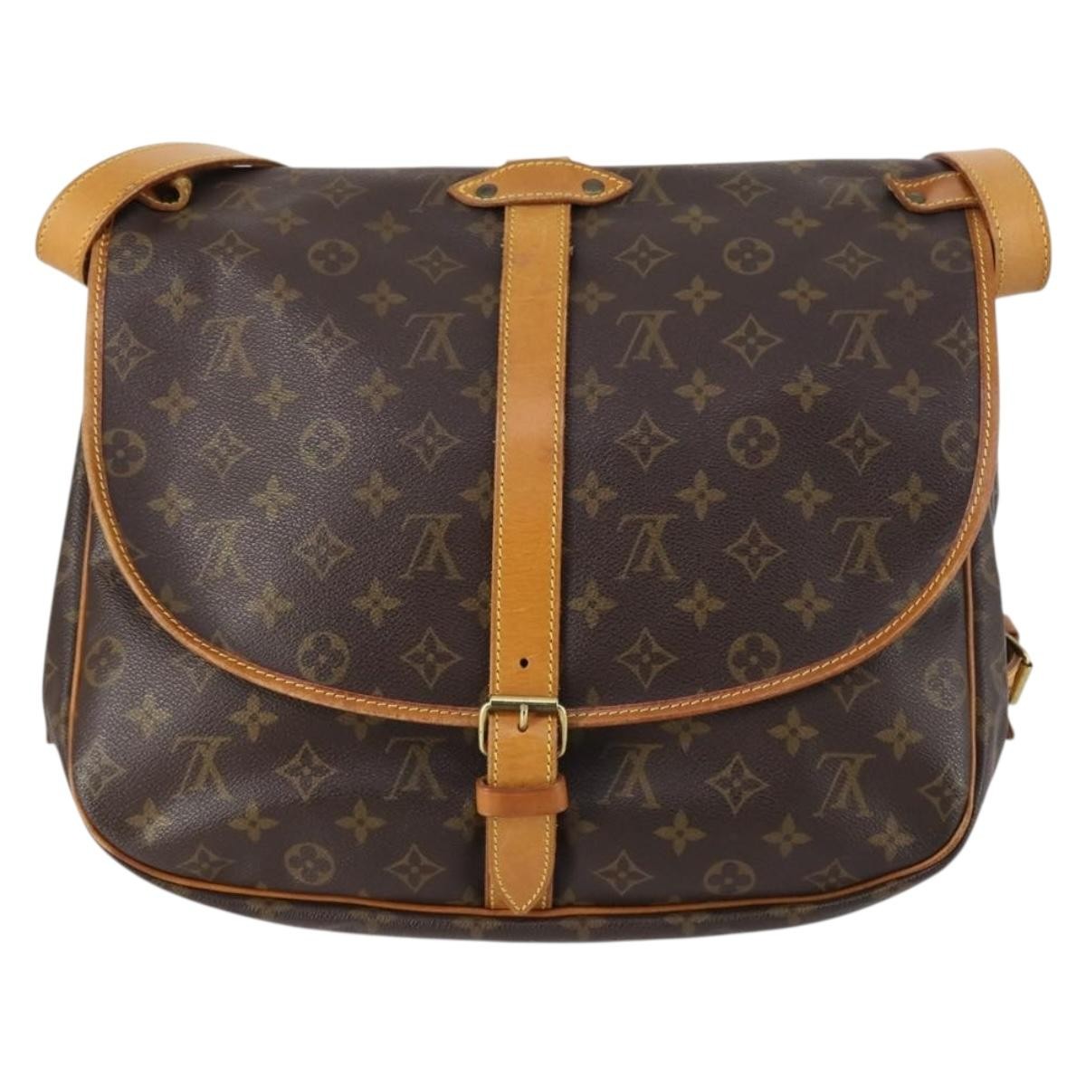 Louis Vuitton Saumur Handbag Monogram Canvas, BROWN, CANVAS, Handbag