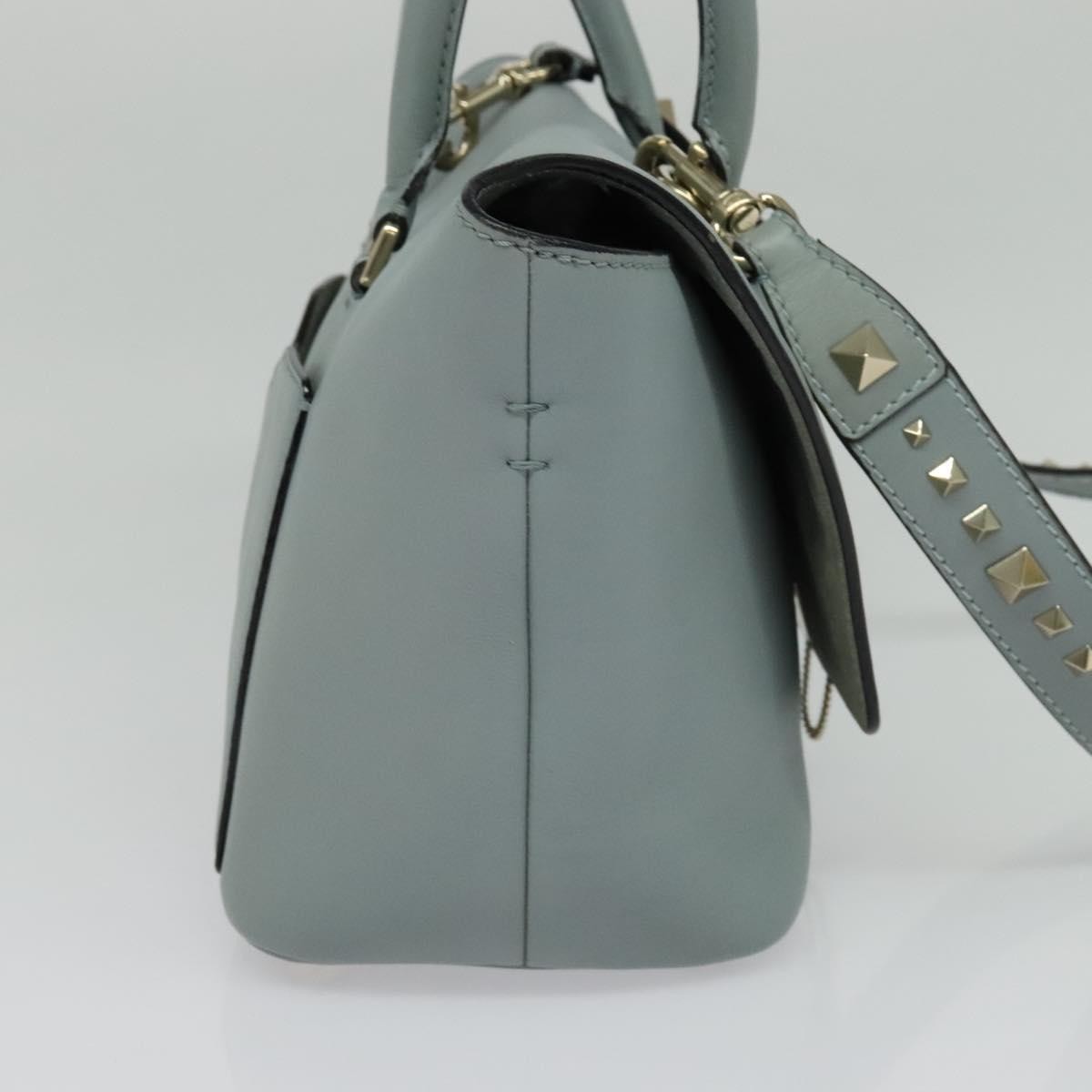 Valentino Garavani Demilune Flap Satchel Leather, BLUE, LEATHER, Handbag