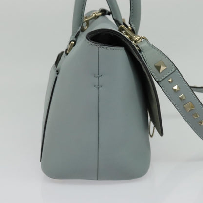 Valentino Garavani Demilune Flap Satchel Leather, BLUE, LEATHER, Handbag